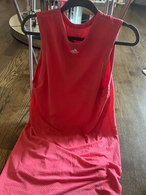 adidas Coral Pink Sleeveless Mesh Workout Tank Dress